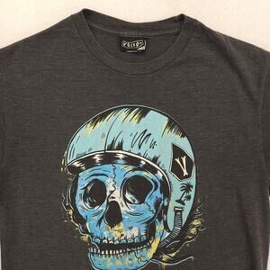 Volcom Skull Crew Neck Short Sleeve Graphic T Shirt Mens Size Small S Gray Blue